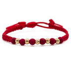 Pulsera Tejida - 4 Balines Lisos 4mm y 1 Diamantado 4mm - Oro 18k Amarillo