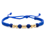 Pulsera Tejida - 4 Balines 4mm y un Cilindro Liso Mediano - Oro 18k Amarillo