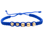 Pulsera Tejida - 5 Balines Diamantados 5mm - Oro 18k Amarillo