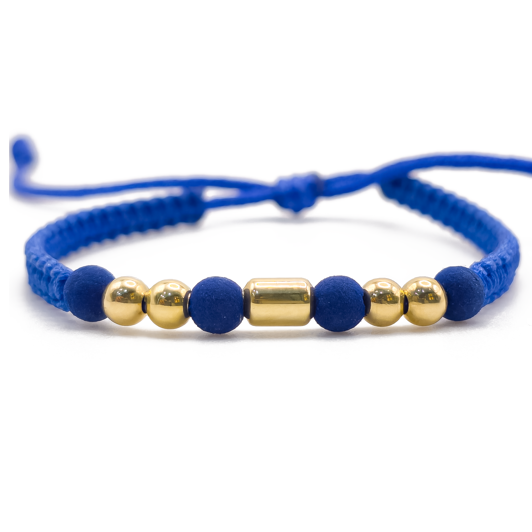 Pulsera Tejida - 4 Balines #4 y un Cilindro Liso Mediano