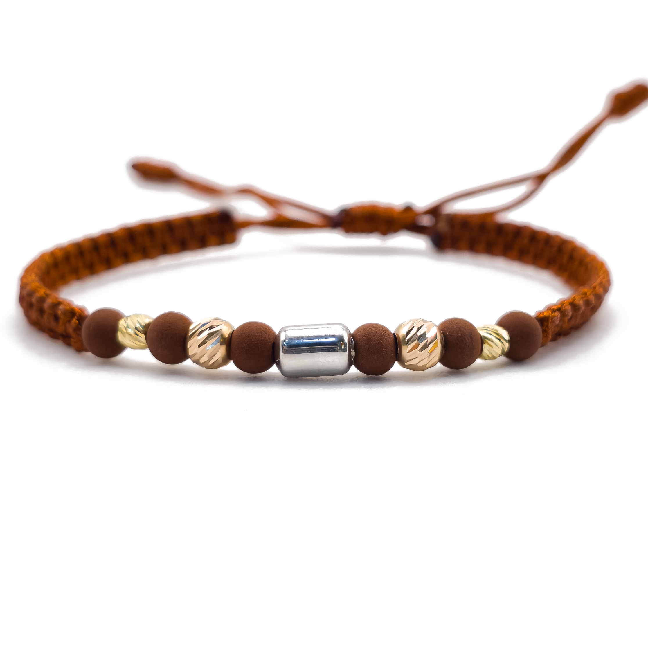 Pulsera Tejida con Balines y Cilindro