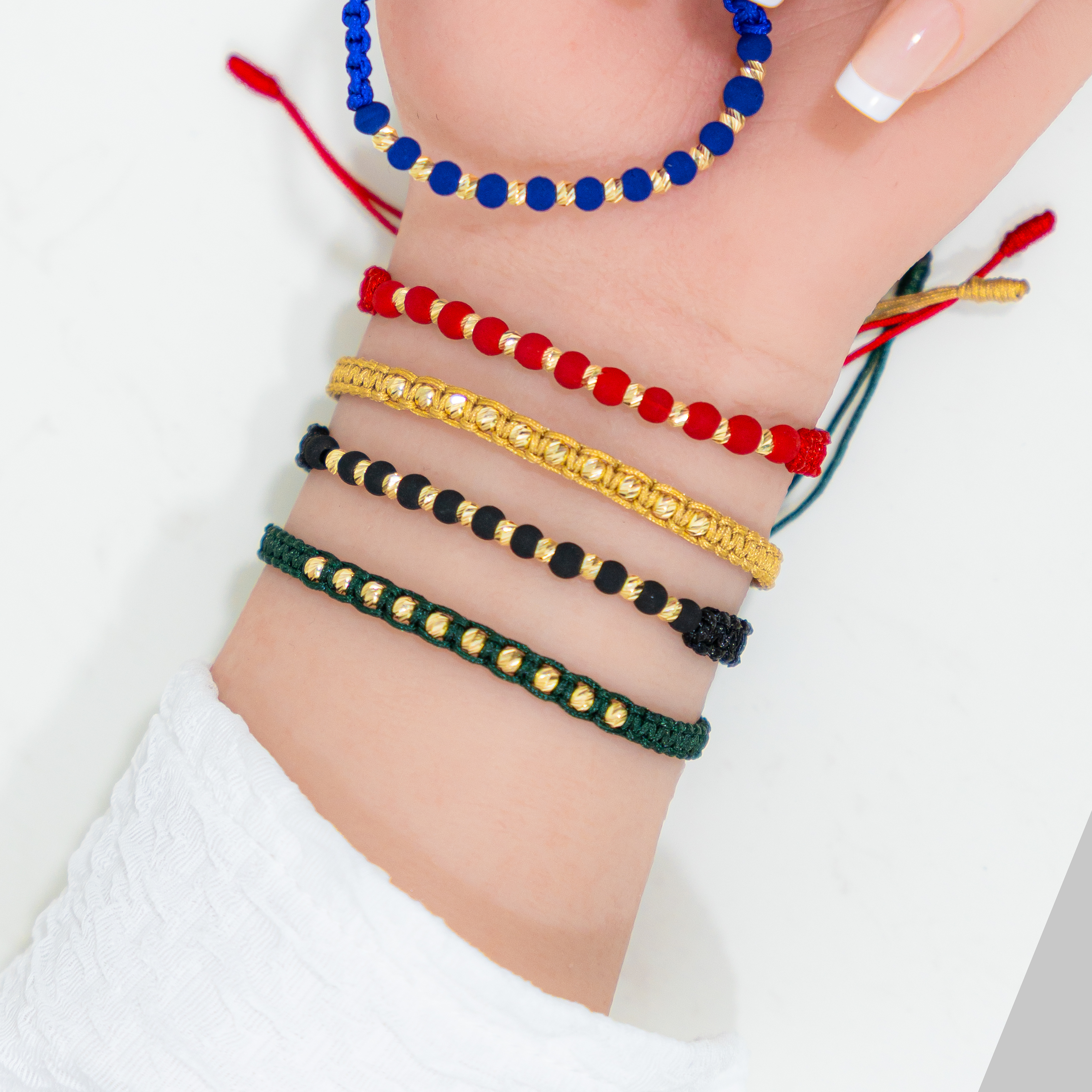 Pulsera Tejida con 10 Balines Diamantados #3 +  Neoprenos