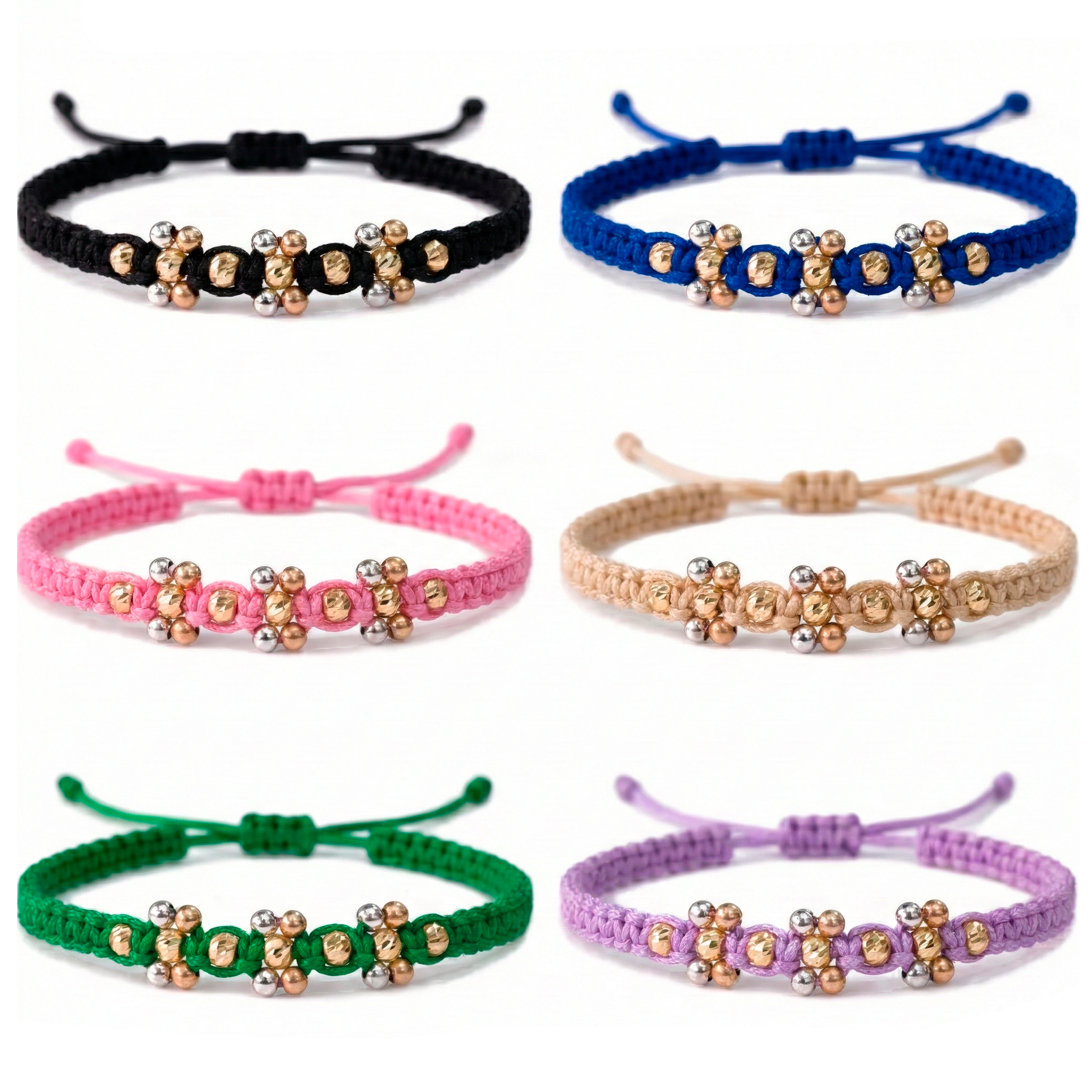 Pulsera Tejida de Flores con Oro 18k Amarillo, Rosa y Blanco Perzonalizada