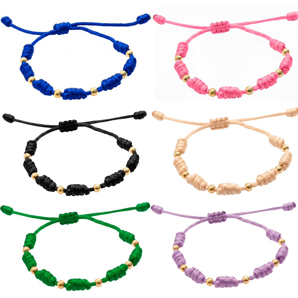 Pulsera 7 Nudos con Oro 18k - Tejida Personalizada