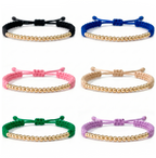 Pulsera Tejida con Oro 18k Amarillo - 21 Balines Lisos #3