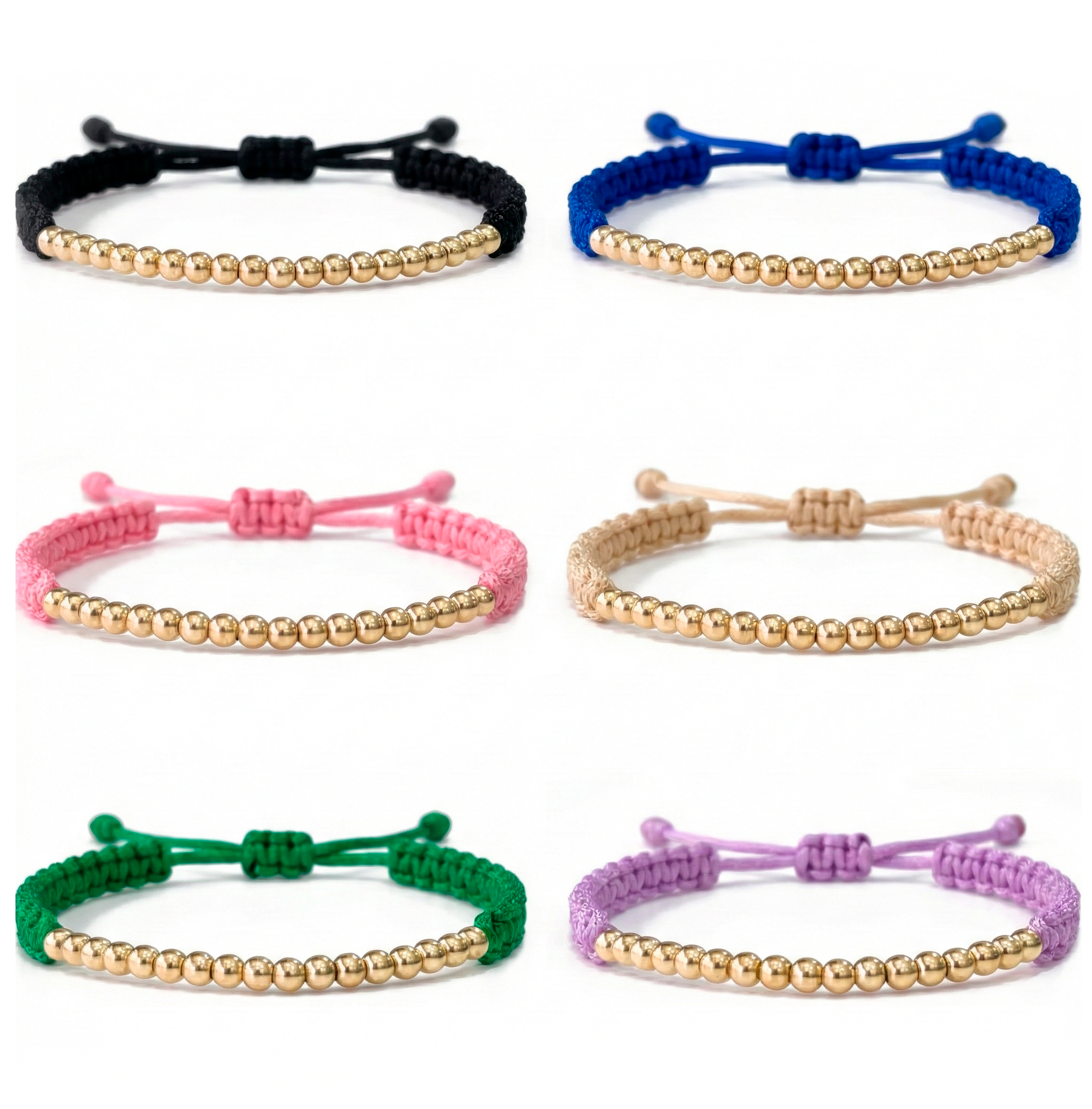 Pulsera Tejida con Oro 18k Amarillo - 21 Balines Lisos #3