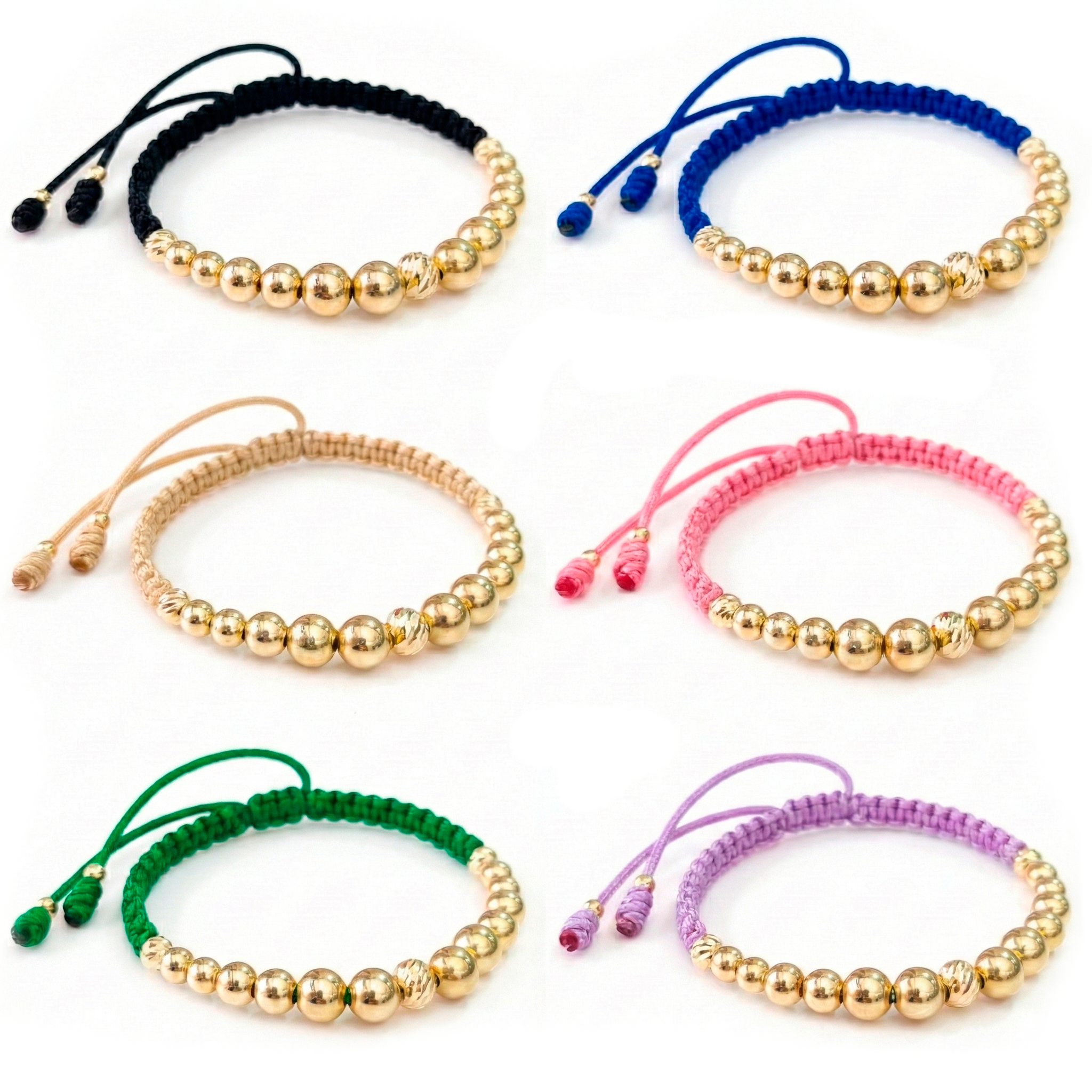 Pulsera Tejida con muchos balines en Oro 18k Personalizada