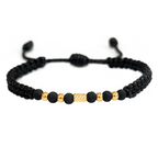 Pulsera Tejida - 4 Balines Lisos #3 y 1 Cilindro Diamantado #3